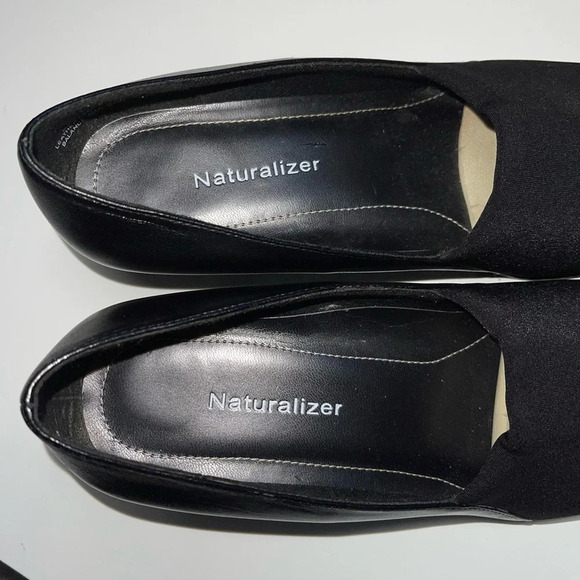 Naturalizer Black Square Toe Slip-on Contrast Leather Block Heels 7.5 Women’s - Picture 8 of 11